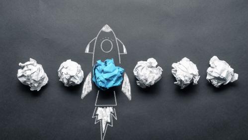 Rocket crumpled paper